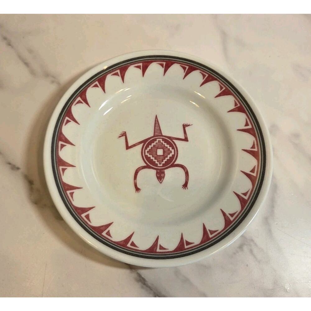 Sterling China Ancient Mimbreño Indian Maroon Santa Fe Lizard Butter Bread Plate